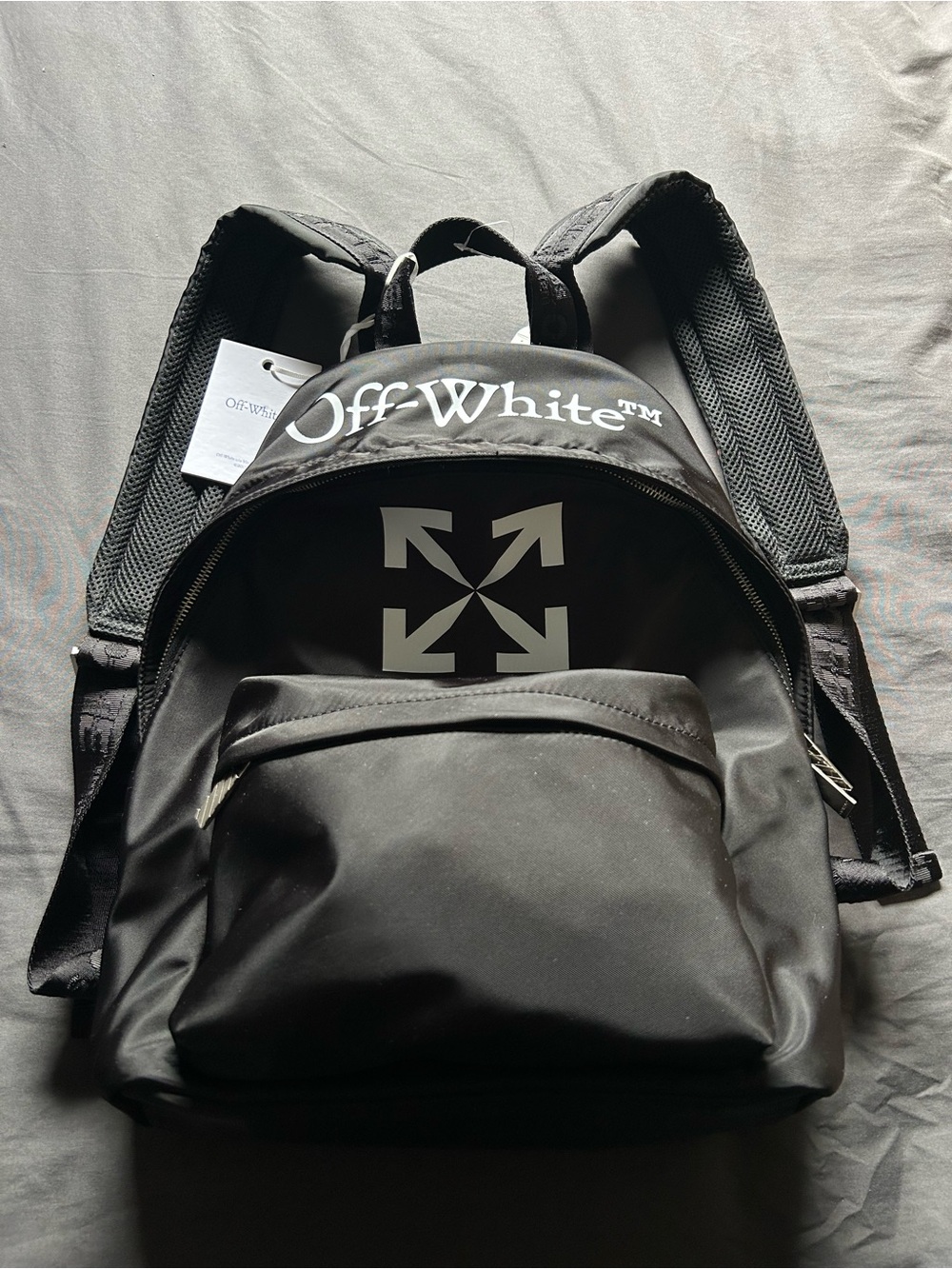 Off-White Black Backpack with White Arrow Logo
